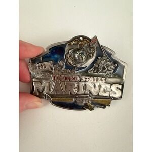 Vintage 1987 Siskiyou USMC United States Marines Belt Buckle Pewter USA Made